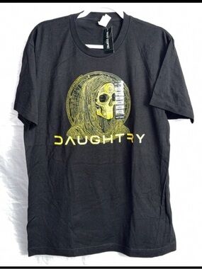 Daughtry Men's Black Short Sleeve Band Tee with Yellow Skull Graphic